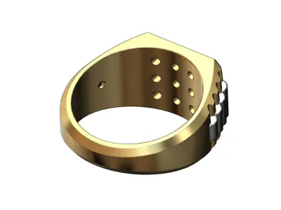 Iced diamond top presidential link inserts ring US size 9 3D print model