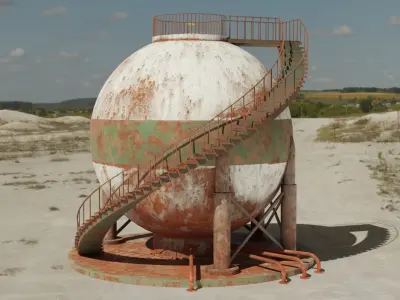 Sphere tank Low-poly 3D model