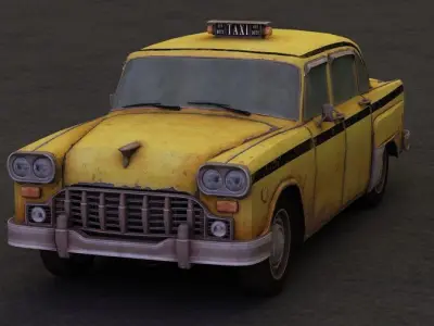 Old Taxi Cab 1980 Low-poly 3D model