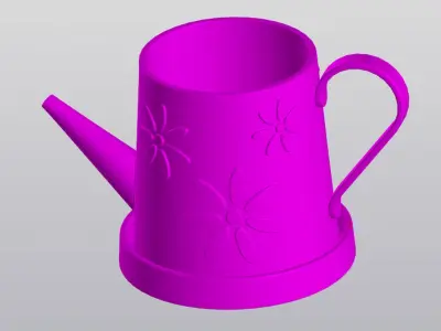 Planter Watering can with daisies Free 3D print model