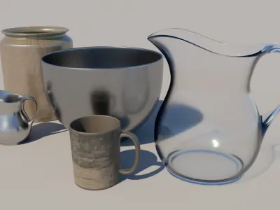 Kitchen decorative set mug bowl jug container 3D model