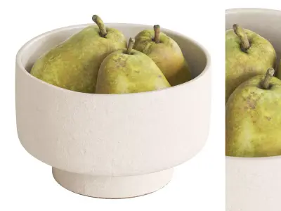 Kieffer Pears In Beige Ceramic Bowl 3D model