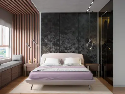 Nordic luxury and minimalist style bed 3D model