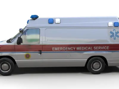 90s ambulance car Low-poly 3D model