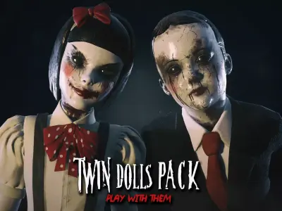 Twin Dolls Pack - Rigged and Animated Low-poly 3D model