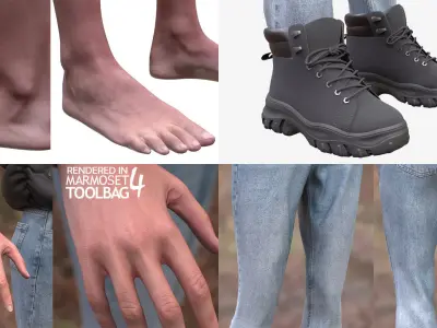 Woman Winter Outfit - Modular - Rigged Low-poly 3D model