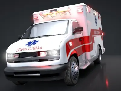 Ambulance Box Truck Rigged C4D Low-poly 3D model