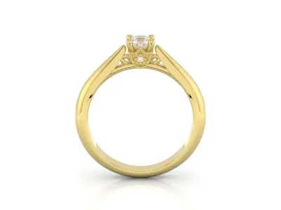 D-1768 solitaire diamond engagement ring gold 3D print model