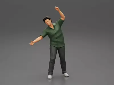 young man in a shirt and pants dancing 3D print model