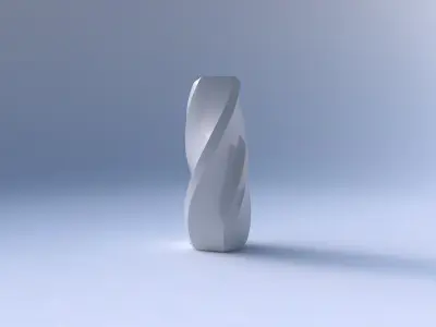 Vase bent rectangle with twisted bands 2 3D print model