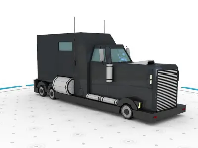 Brother Truck - Low poly cartoon car 3D model