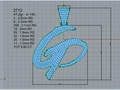 G Letter Pave Pendant 2712 3D print model