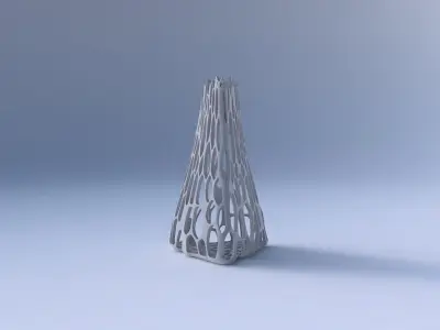 Vase grounded triangle with cracked organic lattice 05 3D print model