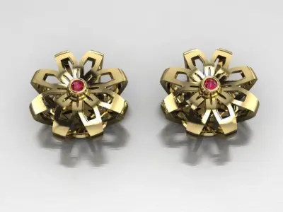 flower earrings  Free 3D print model