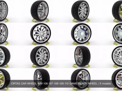 ORTAS CAR WHEEL RIM 106-107-108-109-110 GAME READY WHEEL 3D Model Pack