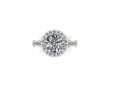 Engagement Ring With Round Diamonds 3D model