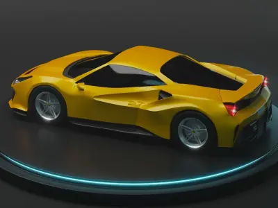 Ferrari 488 Pista Low-poly 3D model
