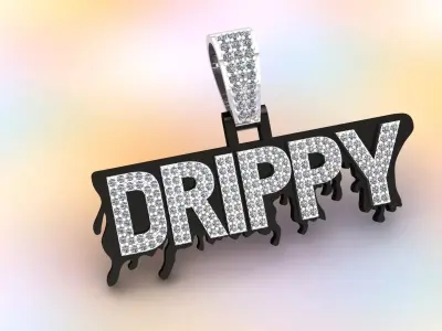 Drippy pendant 3D model diamonds 3D print model