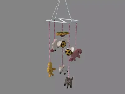 Wool Felt Farm Animal Mobile 3D model