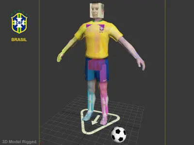 Brasil Soccer Player CATRig Pose A Low-poly  Low-poly 3D model