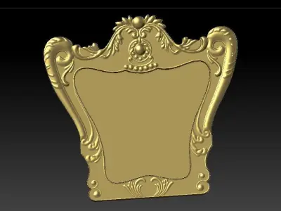 Classic pattern 3d gold plated cnc mirror frame 3D model