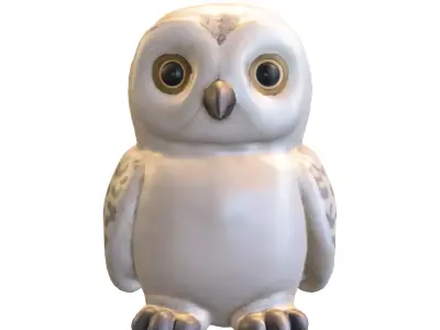 Fluffy Snow Owl Cute Pack Low-poly 3D model