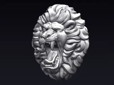 Roaring Lion Head 3D print model