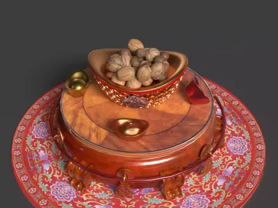 Chinese gold ingot bowel walnuts  3D model