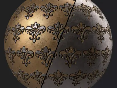 Metal Materials 45- Ornament Metal panel By Sbsar Texture