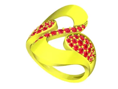 Luxury Curved Pave Gemstone Ring 3D Model for Fine Jewelry  5017 3D print model