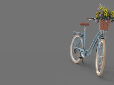 Bike with basket of flowers Low-poly 3D model