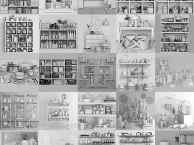 A huge collection of models with furniture decor and other decor 3D model