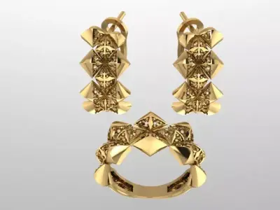 Set earrings and ring 3D print model