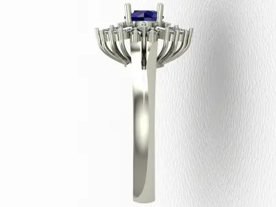 Round Sapphire Engagement ring 3D model 3D print model  3D print model