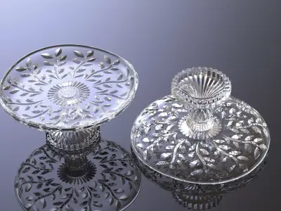 Decorative glass cake plate 3D print model