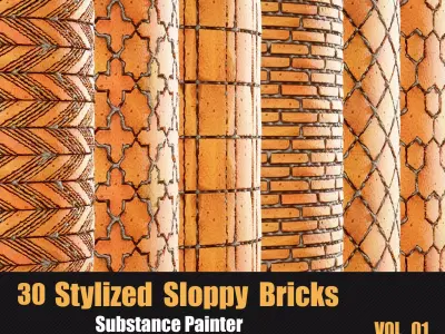 20 Stylized Sloppy Bricks Materials Substance Painter Texture