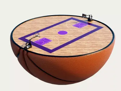 Basketball Half Ball And Basketball Court 3D model