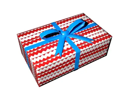 3D Gift Box Red with Yellow Ribbon Festive Present Decoration Low-poly 3D model