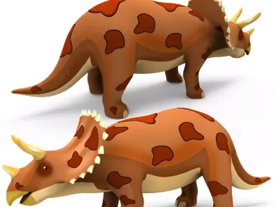 3D Models Cartoon Triceratops Rigged and Animated  Low-poly 3D model