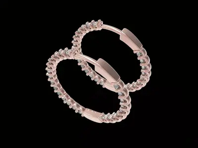 Inside Outside Diamond Hoop Earring small size 3D print model