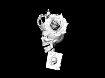 Queen Skull with Crown and Rose Gothic Printable 3D Model 3D print model
