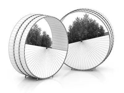 Two Plants in Round Metal Pots 3D model