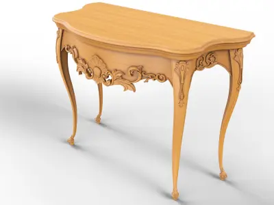 Wooden classic console table 01 03 3D model
