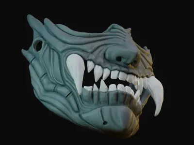 Oni Mask 15 Demon Half Face 3D print model