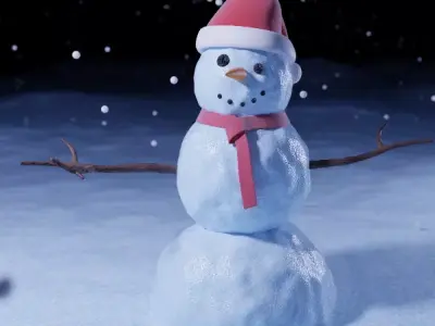 Snowman Low-poly 3D model