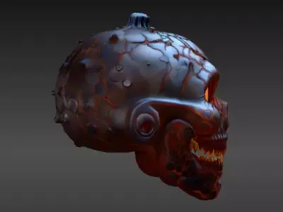 Lava Fire Horror Face Pumpkin Halloween 3D Model  3D model