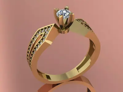 Elegant Diamond Ring Jewelry Gold 3D print model purchase