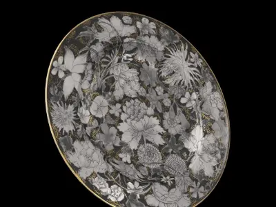 Chinese Guangxu Millefleur Plate BW Low-poly 3D model