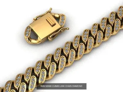 4 SIZE MIAMI CUBAN LINK CHAIN DIAMOND 3D Model Pack