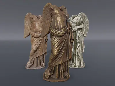 Angel Statue - PBR game-ready Low-poly 3D model
